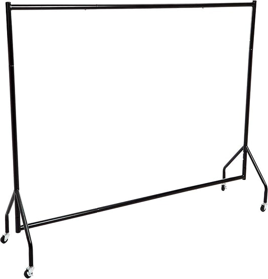Amazon Basics Heavy Duty Portable Rolling Garment Rack, Hanging Clothes Organizer Rail for Display and Storage, Easy to Assemble, 72 x 60 inches, Black