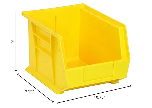 QUANTUM STORAGE SYSTEMS K-QUS239YL-4 4-Pack Ultra-Stack and Hang Bins, 10-3/4" x 8-1/4" x 7", Yellow