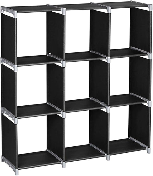 Cube Storage Organizer,9-Cube Closet Storage Shelves, DIY Plastic Closet Cabinet, Modular Bookcase, Storage Shelving for Bedroom, Living Room, Office (Black)