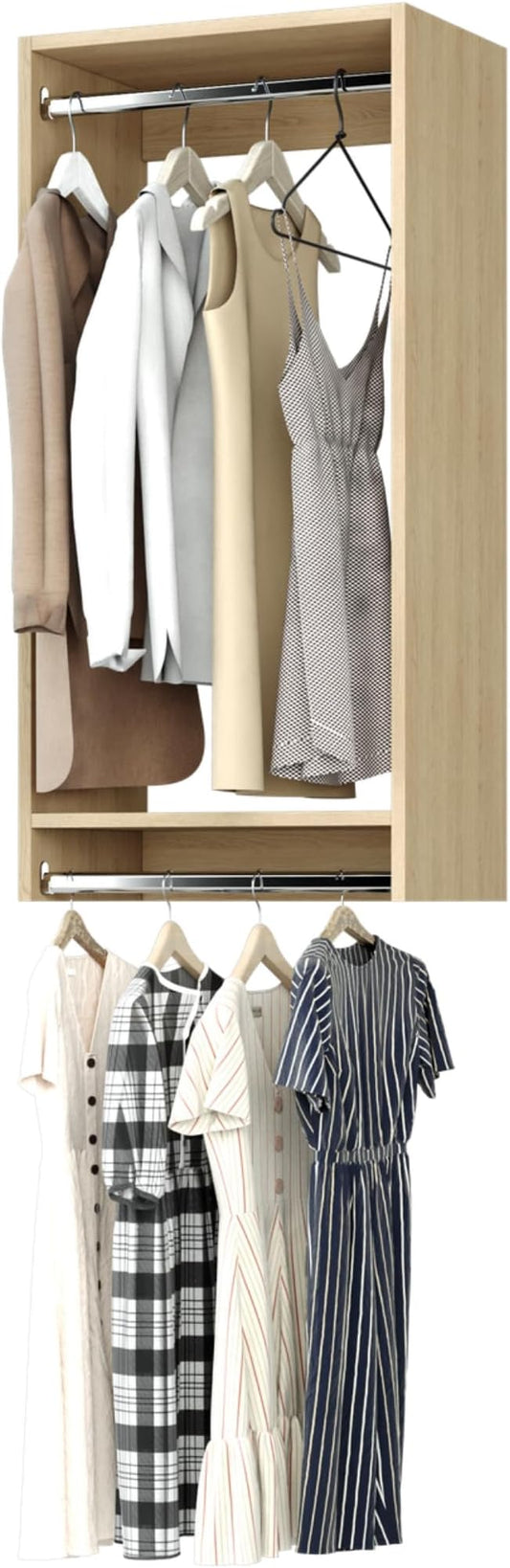 Modular Closets Vista Collection Double Hanging Wood Closet Organizer Unit (Oak, 34.5" Wide)