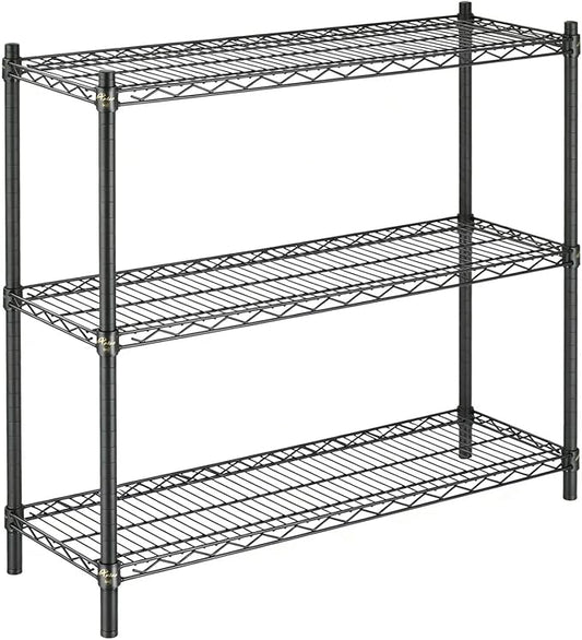 APLSS 18" D x 48" W x 34" H Black Heavy Duty Wire Shelving with 3 Tier Shelves, NSF Certified, Height Adjustable, Wet&Dry Environments, for Kitchen Garage Walk-in Cooler&Freezer, 800lbs Capacity