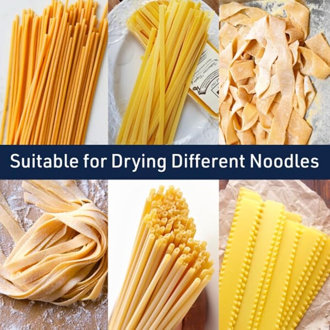 Pasta Drying Rack - Collapsible Spaghetti Holder with 8 Bars for Homemade Fresh Pasta - Wood Drying Rack for Spaghetti, Linguine, Fettucine, or Pappardelle - Kitchen Accessories by Classic Cuisine