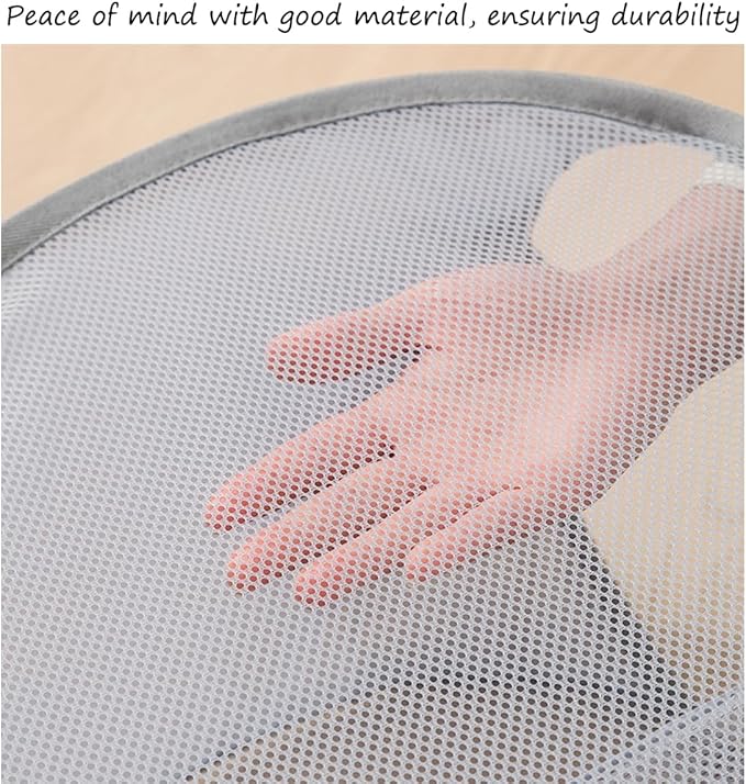 Mesh Laundry Hamper Basket, Sturdy 3 Compartments Laundry Basket, Foldable Pop up Laundry Hamper with Side Pocket for Laundry Room, Bathroom, Kids Room, College Dorm or Travel, Black