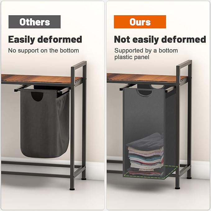 Sonharlar Laundry Hamper, Laundry Sorter with 3 Pull-Out Removable Oxford Fabric Bags Cloth Laundry Basket 3 x 10 Gallons (Grey and Rustic Brown)
