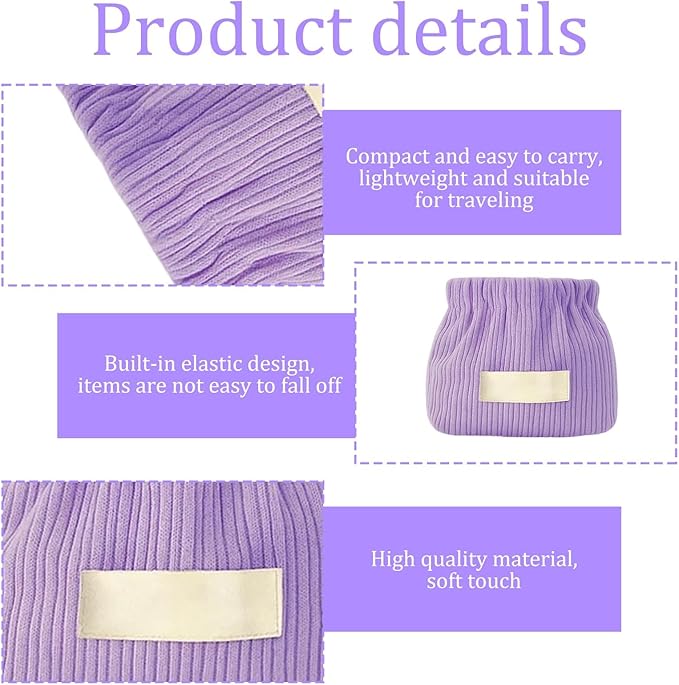 8 Pack Corduroy Elastic Hair Tie Organizer, Corduroy Eeastic Storage Bag for Purse, 8 Pack corduroy Pouches for Hair Accessories and Small Items, Compact Organizer with Elastic Closure