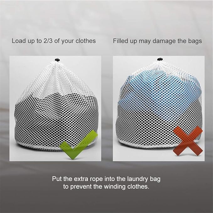 Premium Fine Mesh Laundry Bag - Sturdy White Mesh Material with Drawstring Closure. Ideal Machine Washable Mesh Laundry Bag for Factories, College, Dorm and Apartment Dwellers - (Large, 20 x 28")