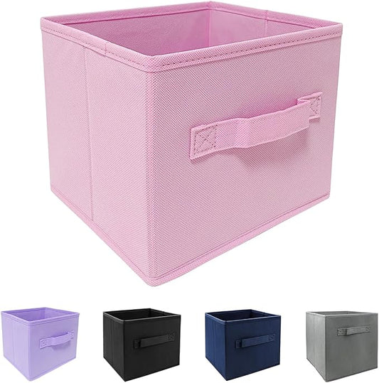 EBIGIC Collapsible fabric Storage bins,cube storage organizer 10.5 * 10.5 * 11 inch,For home and office Collapsible Closet Shelf Organizers, Drawer Organizers(Pink)