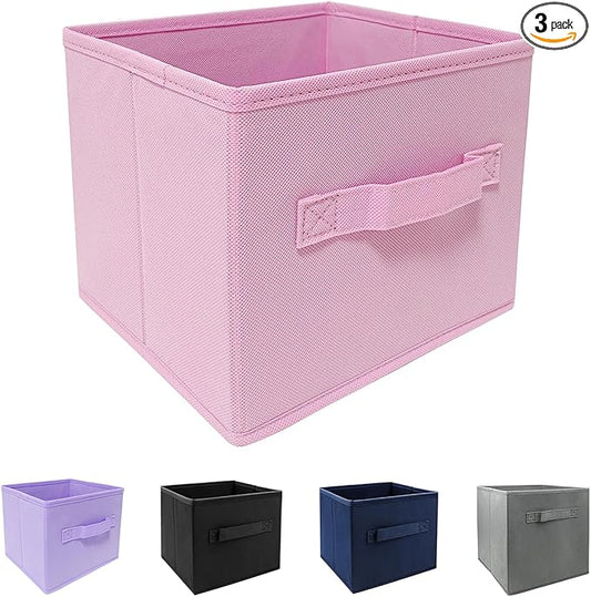 EBIGIC Pink Cube Storage Bins 9.0"x7.5"x7.5" Small Size Fabirc Foldable Closet Toy Organizer Collapsible Cloth