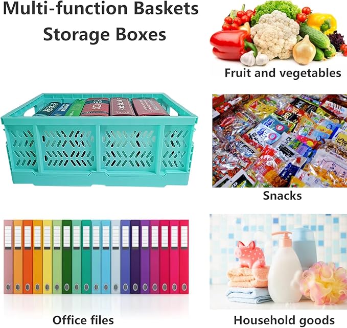 20L Folding Crates, 4Pack Plastic Storage Bins Organizer for Home and Office,Plastic Folding baskets,Collapsible Crates for Chrismas Gifts, Toys Storage. (Blue,15.7x11.8x6.3Inch)