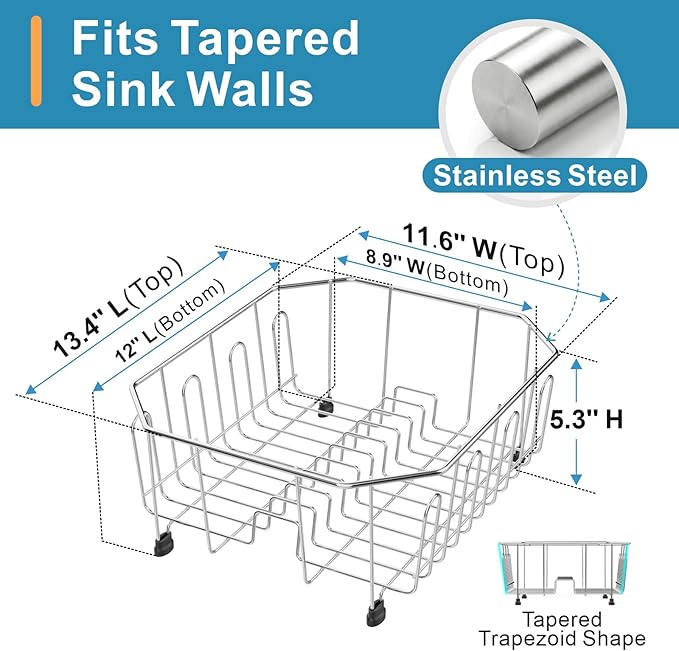 iSPECLE Small in Sink Dish Drying Rack - Stainless Steel Compact Inside Sink Dish Drainer for RV Apartment Kitchen, Rust Resistant, 11.6" W x 13.4" L, Silver