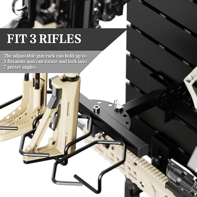 Wall Rack System - Aluminium Heavy-Duty Tactical Storage for Rifles, Carbines, Shotguns & Handguns, Modular Slatwall Organizer Holds up to 6 Rifles, 10 Pistols & 4 Mags