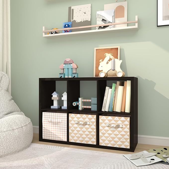 CTESNE【2026 Wooden Thick Frame 6 Cube Storage Organizer Shelf with Anti-Tipping Kits + Reversible Open Back Bookcase, Horizontal and Vertical Dual-use（Chocolate,11inch）