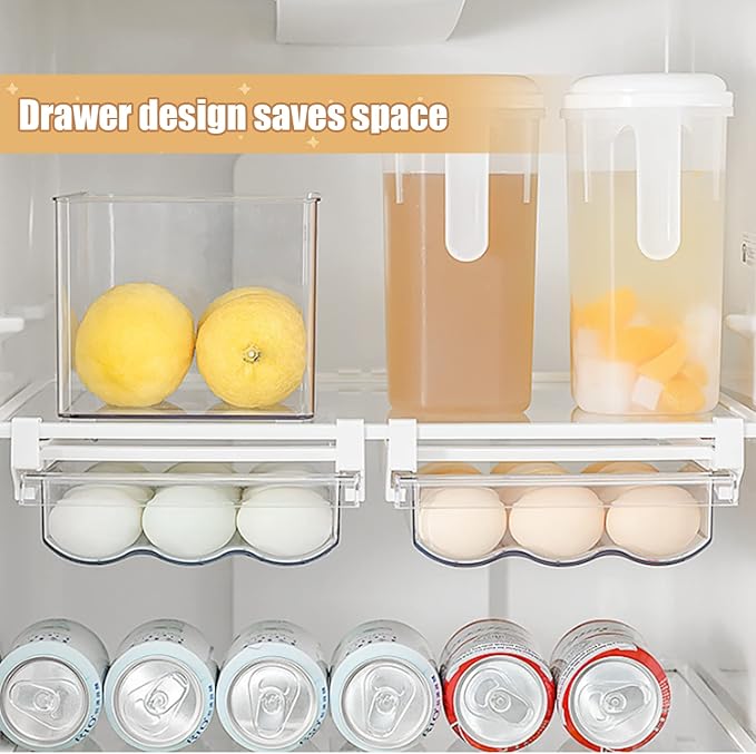Egg Holder For Refrigerator，Mini Fridge Drawer Organizer Egg Storage Bin Clear Egg Tray Clear Plastic Storage Container