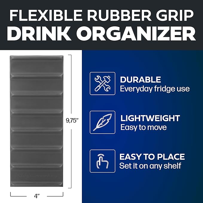 Cooks Innovations Drink Organizer for Fridge, Soda Can Refrigerator Organizers and Storage, Beer-Wine-Water Bottle Holder, Fridge Monkey - Durable Non-Slip&Roll - 2 Pack