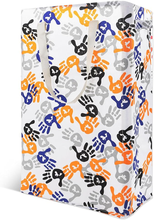 Odonata Slim Laundry Hamper Handles Collapsible Laundry Basket Thin Dirty Clothes Basket Narrow Laundry Bag Foldable Dirty Hamper 48L (Palm)