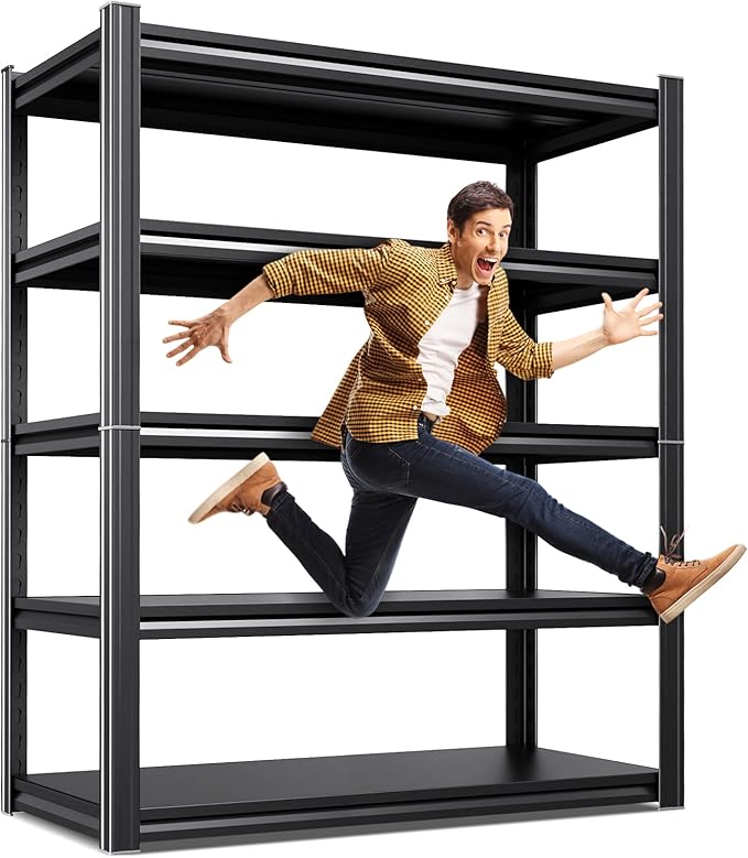 71.2''H Storage Shelves, 2500lbs Garage Shelving,Adjustable Heavy Duty Shelving Unit,5T Tall Garage Shelves，Metal Standing Shelf Units,Utility Rack For Kitchen Warehouse Industrial Basement 71*35*16