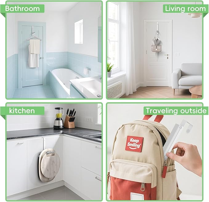 Over the Door Hooks, Extended Over the Door Clothes Hanger with 11 Ridges,Space-Saving Over the Door Rack,Door Hooks for Hanging Clothes,Larger Capacity Over the Door Hanger (2, White(Update))