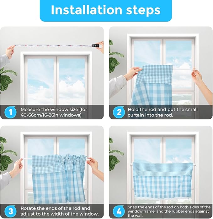 AIZESI 3pcs White Spring Tension Rond Short Curtain Rods Small Tension Rods 17 to 28 Inch Adjustable Curtain Rod Tension Extendable Spring Rod for Home Window Kitchen