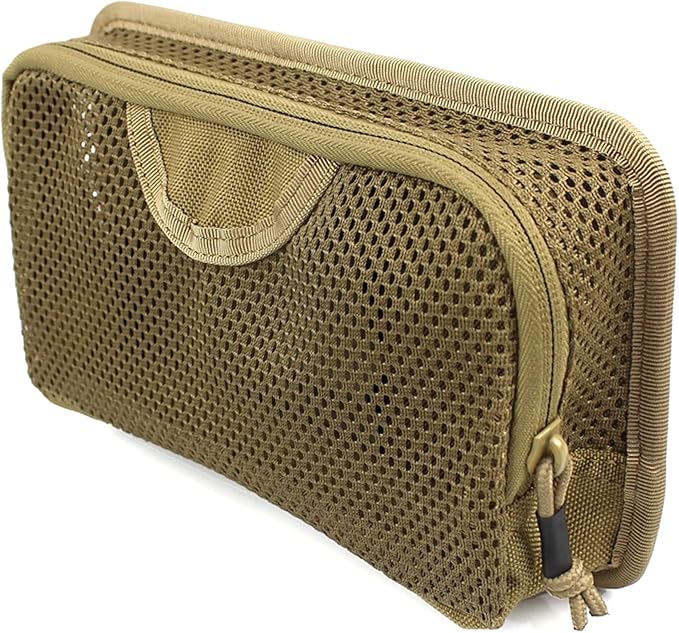 LIVANS Tactical Mesh Zipper Pouch, Modular Insert Panel Organizer EDC Utility Storage Pocket with Hook-N-Loop Fasteners for Backpack Bag Accessories
