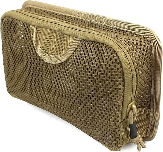 LIVANS Tactical Mesh Zipper Pouch, Modular Insert Panel Organizer EDC Utility Storage Pocket with Hook-N-Loop Fasteners for Backpack Bag Accessories