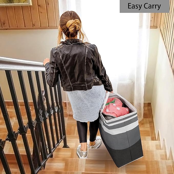 2-Pack Large Laundry Basket, Waterproof, Laundry Hamper,Collapsible Tall Clothes Hamper with Extended Handles for Clothes Toys in the Dorm and Family,NO have Wire frame（75L）
