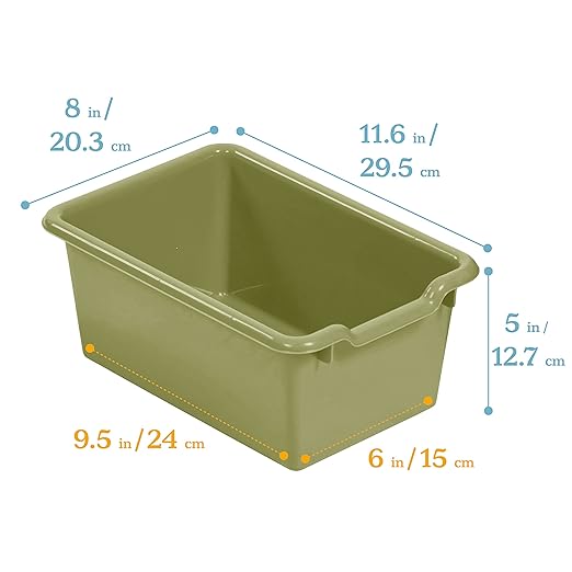 ECR4Kids Scoop Front Storage Bin, Multipurpose Organization, Earthtone, 15-Piece