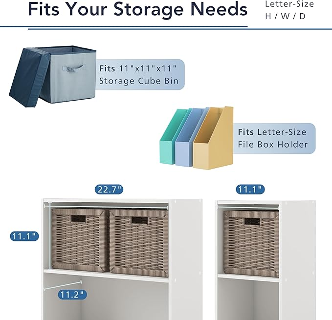 Homes: Inside + Out Apexa 4-Tier Cube Storage Organizer Shelves, Stackable Wood Bookcase Fits Cubby Bins for Organization, Dorm Teen Room Decor & Home Office, Taupe Grey