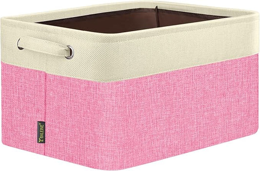 BALEINE 1 Pack Fabric Closet Storage Bins for Shelves, Linen Closet Organizers and Storage, Decorative Baskets for Organizing, Shelf, Clothes, Home, Office (Pink, 14''x10''x8.5')