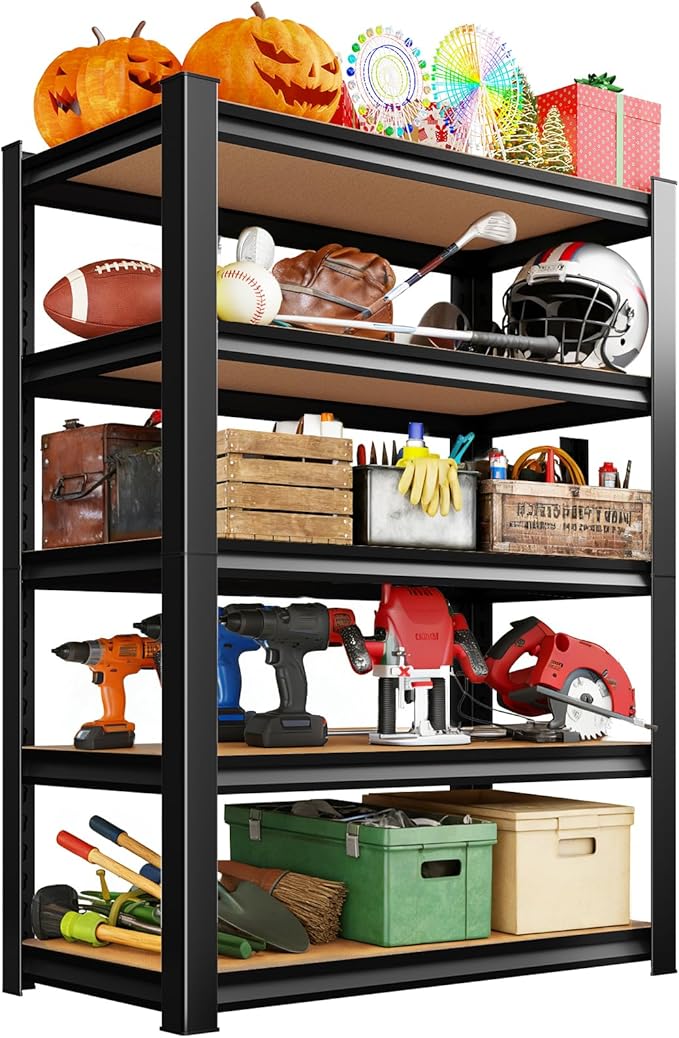 Garage Storage Shelves 5-Tier,Garage Storage System Shelves Adjustable,Storage Shelving for Basement,Pantry,Kitchen,Warehouse (1, 72" H x 35.4" W x 15.7" D)