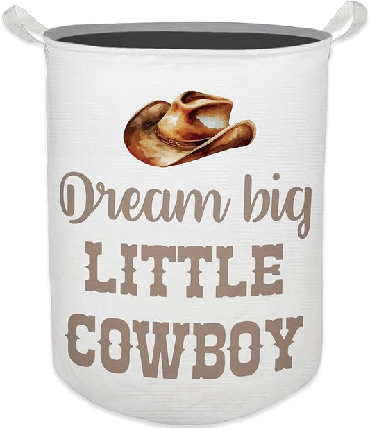 Cowboy Nursery Laundry Basket, Toybox for Boys Room, Western Baby Cowboy Laundry Basket Hamper Waterproof Collapsible Clothes Toys Storage Bin Organizer for Kids Room Playroom Bathroom