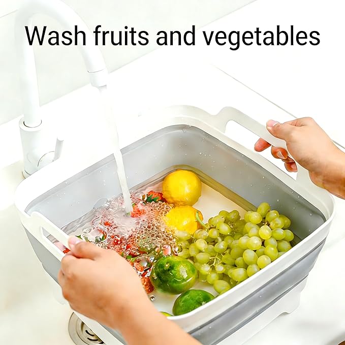 Foldable Sink Vegetable Fruit Bowl Dish Washing Storage Basin Basket, Portable Space-Saving for Kitchen, RV, Campers, and Travel Trailers