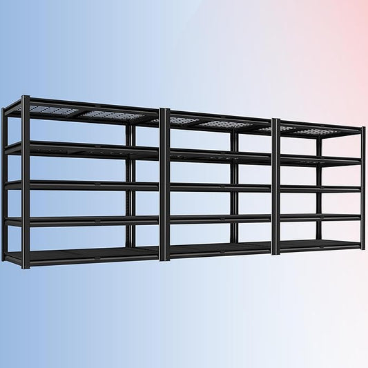 PrimeZone 72" H Heavy Duty Garage Shelving 2500 LBS 5 Tier Storage Shelves Adjustable Industrial Metal Wire Shelf Unit for Garage,Basement,Pantry,Warehouse,Commercial,48" W X 24" D X 72" H 3Pack