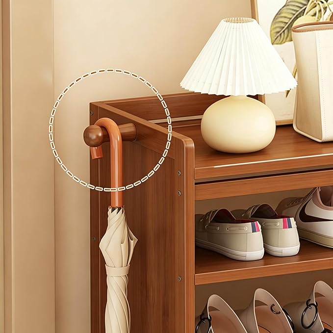 5 Tier Shoe Rack Bamboo Shoe Shelf Storage Organizer Shoe Stand for Closet, Entryway, Hallway, Bathroom and Living Room, Natural