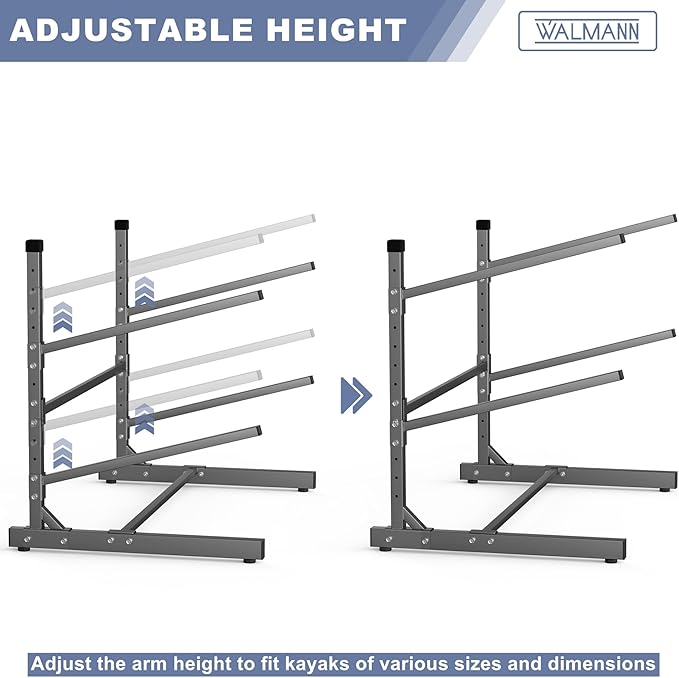 WALMANN Garage Kayak Rack, Heavy-Duty Metal Kayak Storage Rack Adjustable Freestanding Kayak Stand