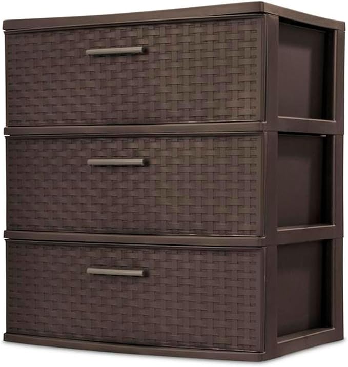 Sterilite 3 Drawer Wide Weave Tower, Espresso, 1 Pack