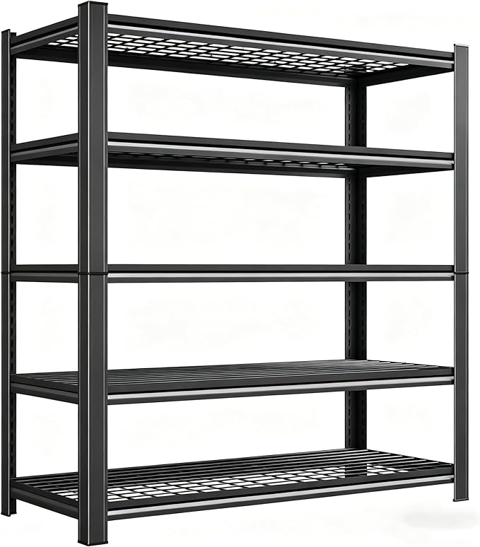 72''H Garage Shelving 3500LBS Capacity Wire Heavy Duty Storage Shelves, Adjustable 5 Tier Metal Industrial Wire Shelf for Kitchen, Utility Room, Warehouse and Basement, Black (48''Wx24''Dx72''H)