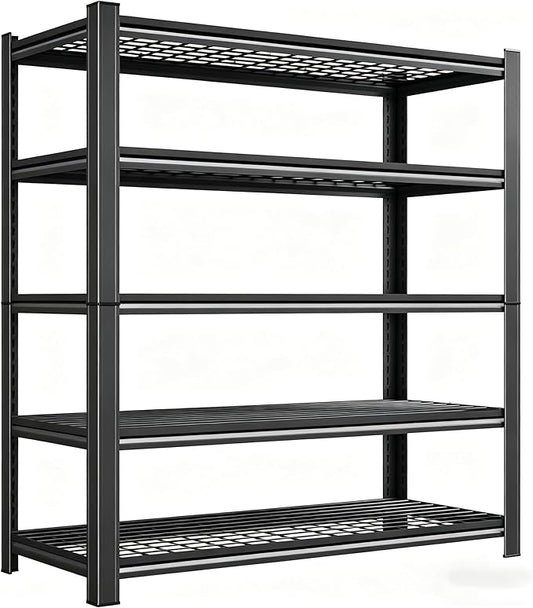 72''H Garage Shelving 3500LBS Capacity Wire Heavy Duty Storage Shelves, Adjustable 5 Tier Metal Industrial Wire Shelf for Kitchen, Utility Room, Warehouse and Basement, Black (48''Wx24''Dx72''H)