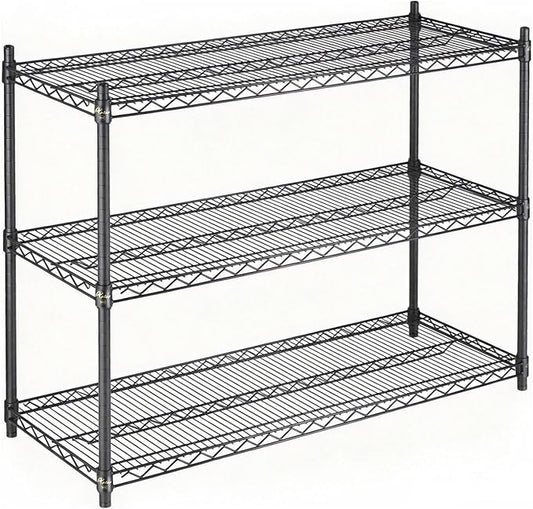 APLSS 24" D x 48" W x 34" H Black Heavy Duty Wire Shelving with 3 Tier Shelves, NSF Certified, Height Adjustable, Wet&Dry Environments, for Kitchen Garage Walk-in Cooler&Freezer, 800lbs Capacity