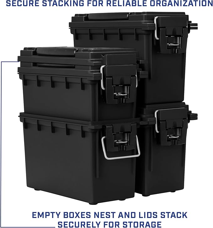 Sheffield 12629 Ammo Storage Box, Mothers Day Gifts for Mom,.30 Cal Field Boxes, Lockable Storage Box with Handle, Secures Hunting Gear, Supplies, and Bullets, Made in USA