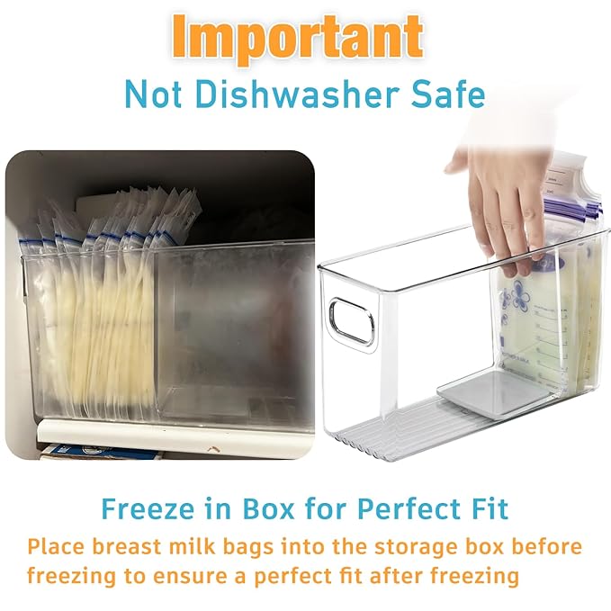 Ugotfeels Breastmilk Storage Container with L Shaped Separator Boards, Dividers Will Flatten Standing Breast Milk Bags in Organizer Bins Save Refrigerator Space | 2 Containers - Green