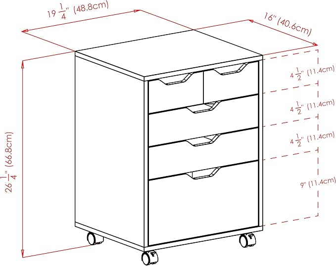 Winsome Halifax Mobile Storage Cabinet with 5 Drawers in Black, Stylish & Functional Home Storage Cabinet for Filing, Kitchen Organization, Moveable Furniture for Office, Dorms, Apartments