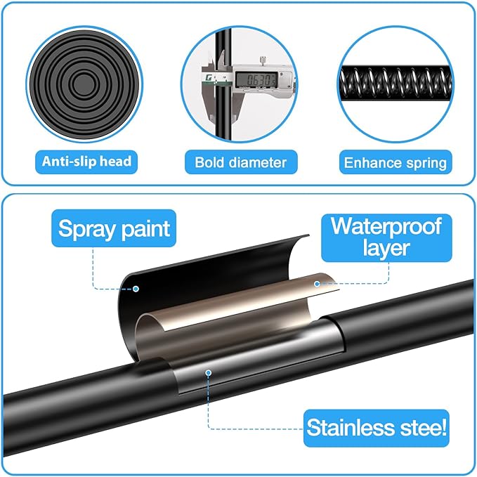 2 Pack Spring Tension Rods 16-27 Inches, 5/8 Inch Diameter Black No Drill Spring Loaded Adjustable Extendable, Small Short Tension Curtain Rod for Windows Kitchen Doorway Closet Cupboard