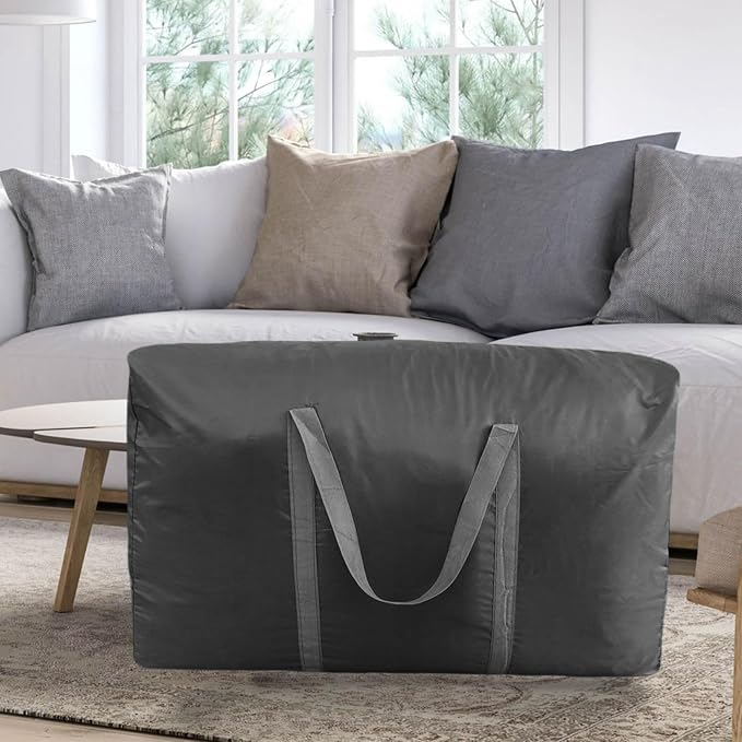 100L Extra Large Storage Bags, Big Moving Bags with Strong Zippers & Carrying Handles, Packing Bags for Moving, Storage, Travel and Camping, Storage Totes For Space Saving (Black, 4 Pack)