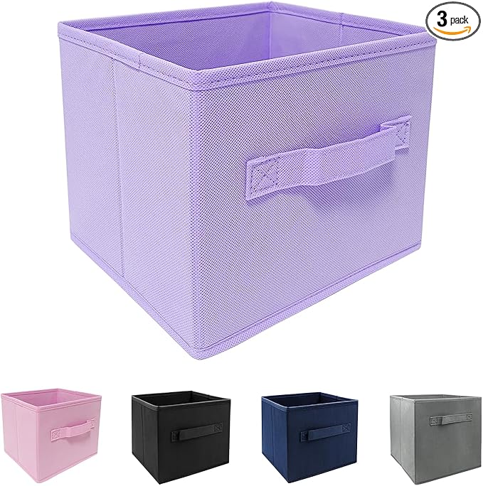 EBIGIC Purple Cube Storage Bins 9.0"x7.5"x7.5" Mini Size Fabirc Foldable Closet Toy Organizer Collapsible Cloth