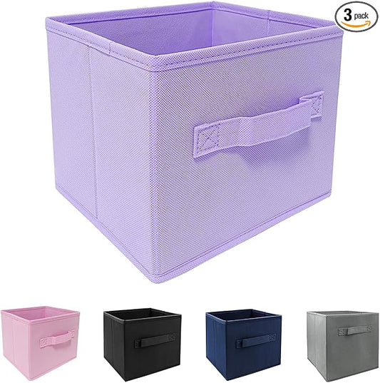 EBIGIC Purple Cube Storage Bins 9.0"x7.5"x7.5" Mini Size Fabirc Foldable Closet Toy Organizer Collapsible Cloth