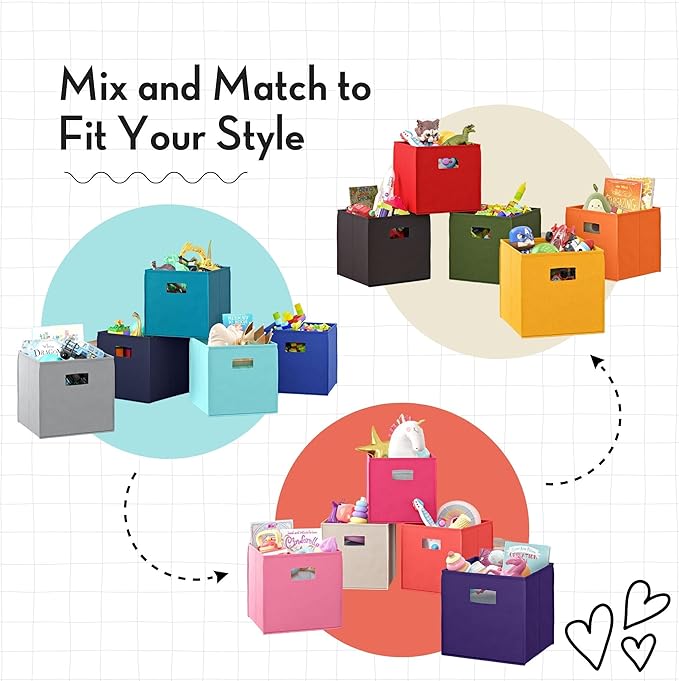 RiverRidge Folding Storage Bins with Handles Blue Cube Storage Organizer for Closet, Bedroom & Playroom - Closet Organizers and Storage Set of 2