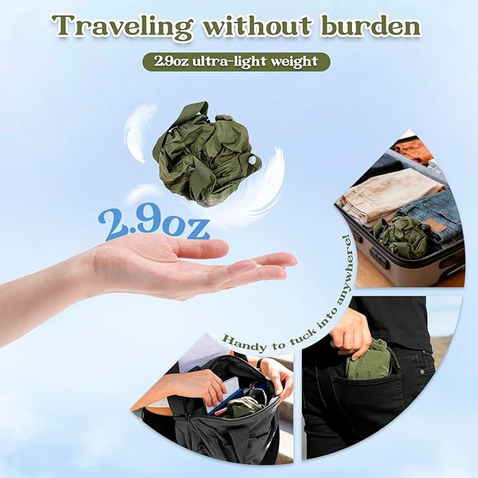 Heavy Duty Nylon Laundry Bag, Extra Large Sleeping Bag Storage Sack, Drawstring Closure with Carrying Handles, Ultra-Light for Camping, Outdoors, Machine Washable