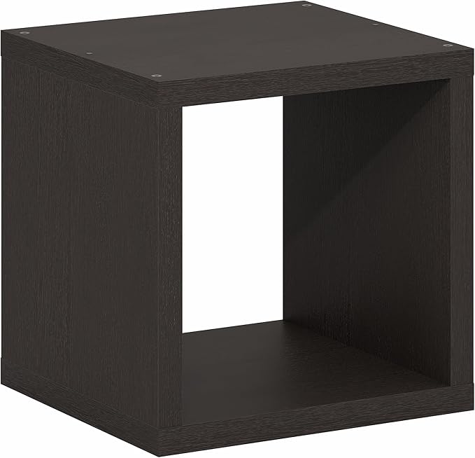 Furinno Cubicle Book Shelf, Stackable Bookshelf, Cube Storage Organizer Bookcase with Open Back, Extra Thick, 15.8" x 15.8" x 14.6", for Living Room, Bedroom, Home Office, Black Dark Oak