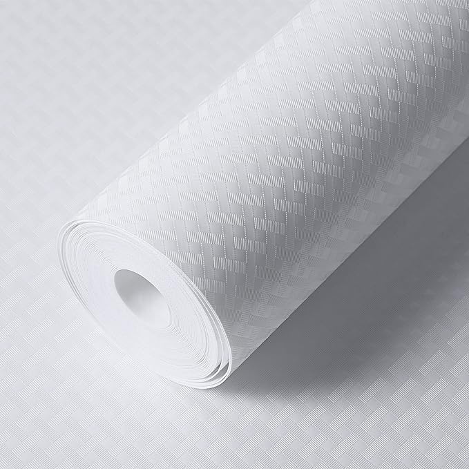 White Shelf Liner Kitchen Cabinet Liners Refrigerator Liners Waterproof & Oil-Proof Kitchen Cupboard Liner Drawer Mats EVA Material Non Adhesive Washable Fridge Liner for Shelves 35.4 x 236.2 Inches