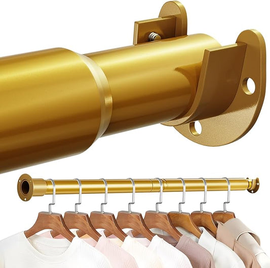 Mavivegue Closet Rod, 17 to 43 Inch Gold Adjustable Closet Rods for Hanging Clothes, Hanging Rod for Closet Wardrobes Laundry RV, Bathroom